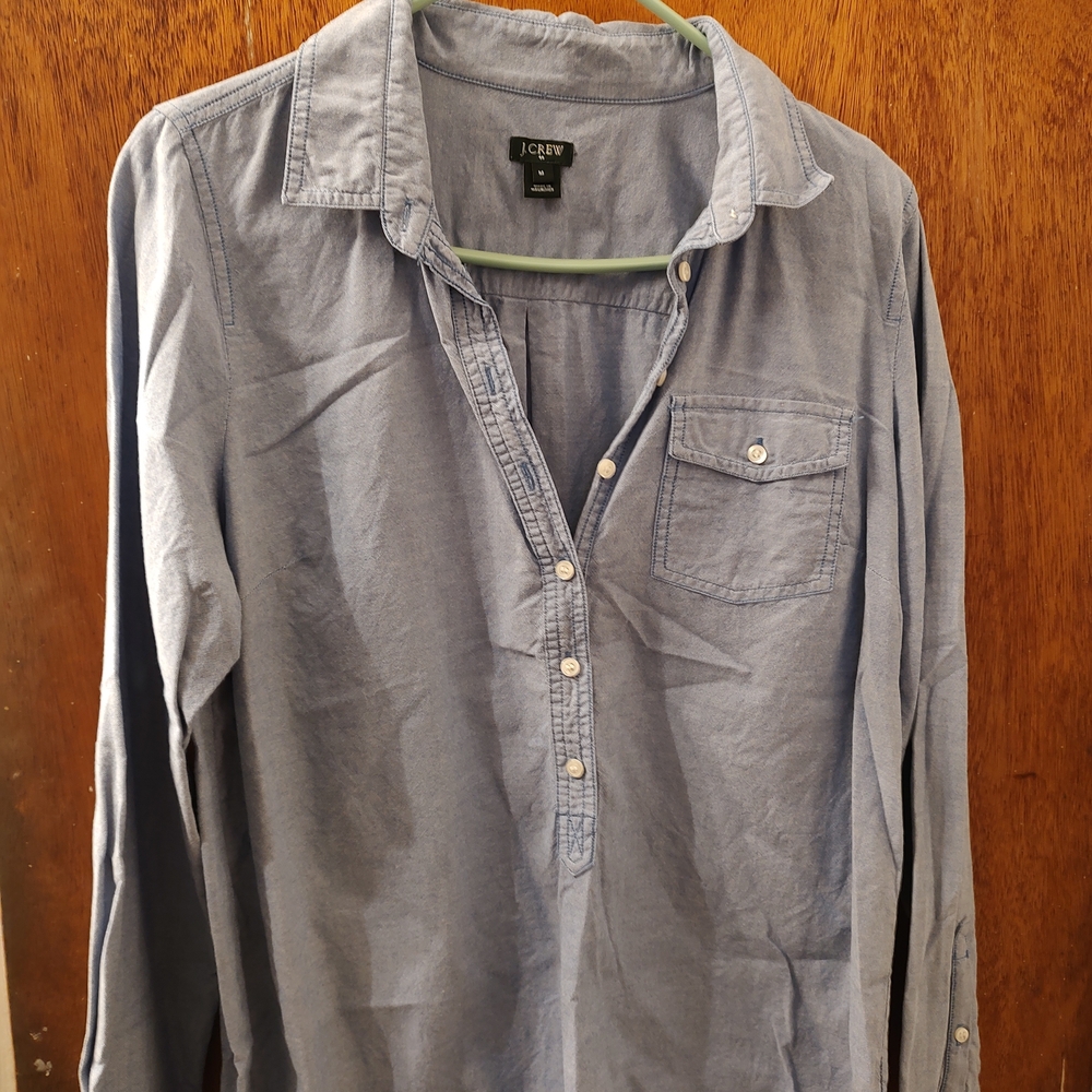 J. Crew Women Casual Long-Sleeve Button-Down Shirt — Light Blue